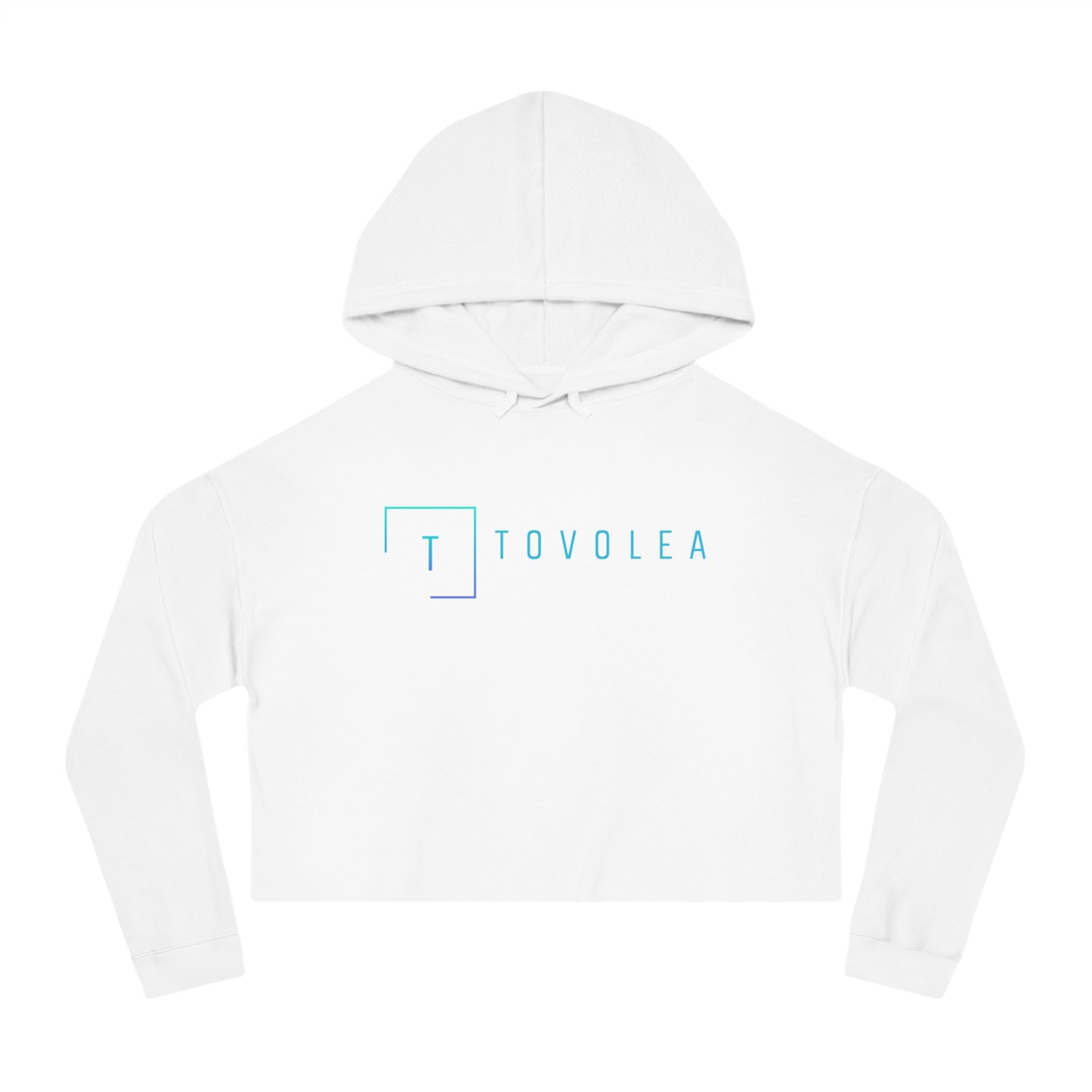 Tovolea Ladies White Cropped Hooded Sweatshirt