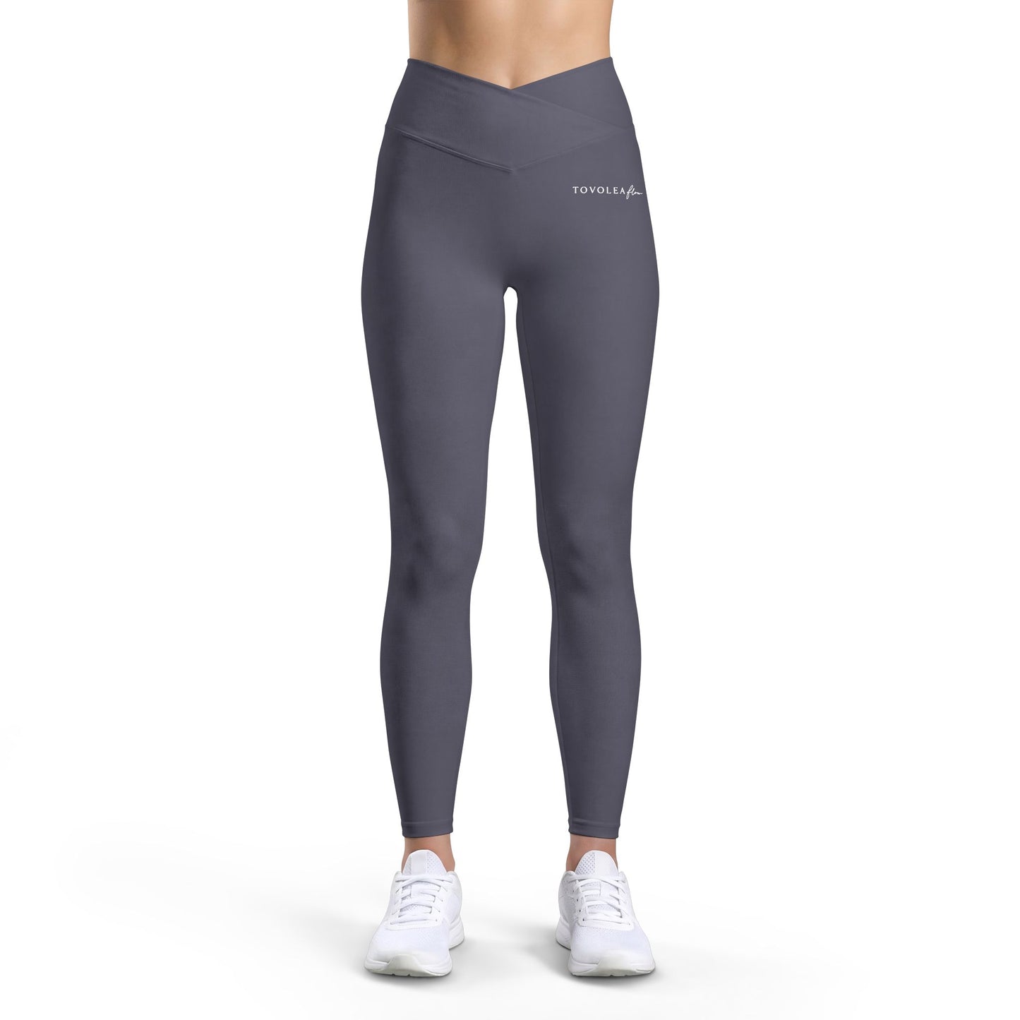 Flow Luxe Women's V-Cut Leggings – High-Waist Grey Activewear