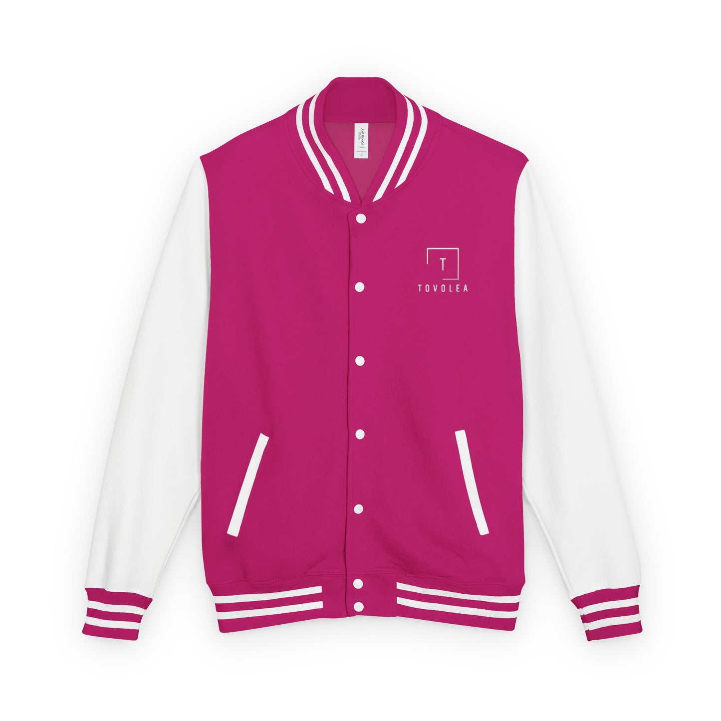 Tovolea Ladies Classic Pink & White Letterman Jacket