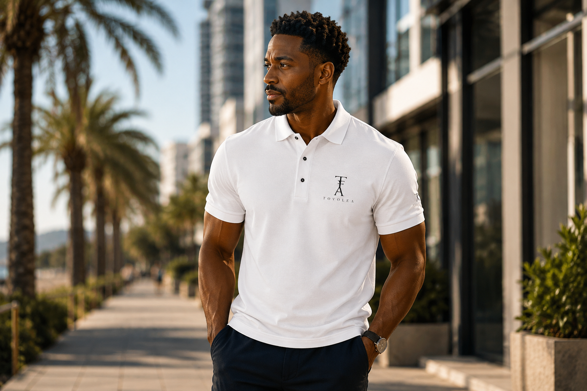 Embroidered Sand Polo Shirt - Available in Navy, Red, White & Black