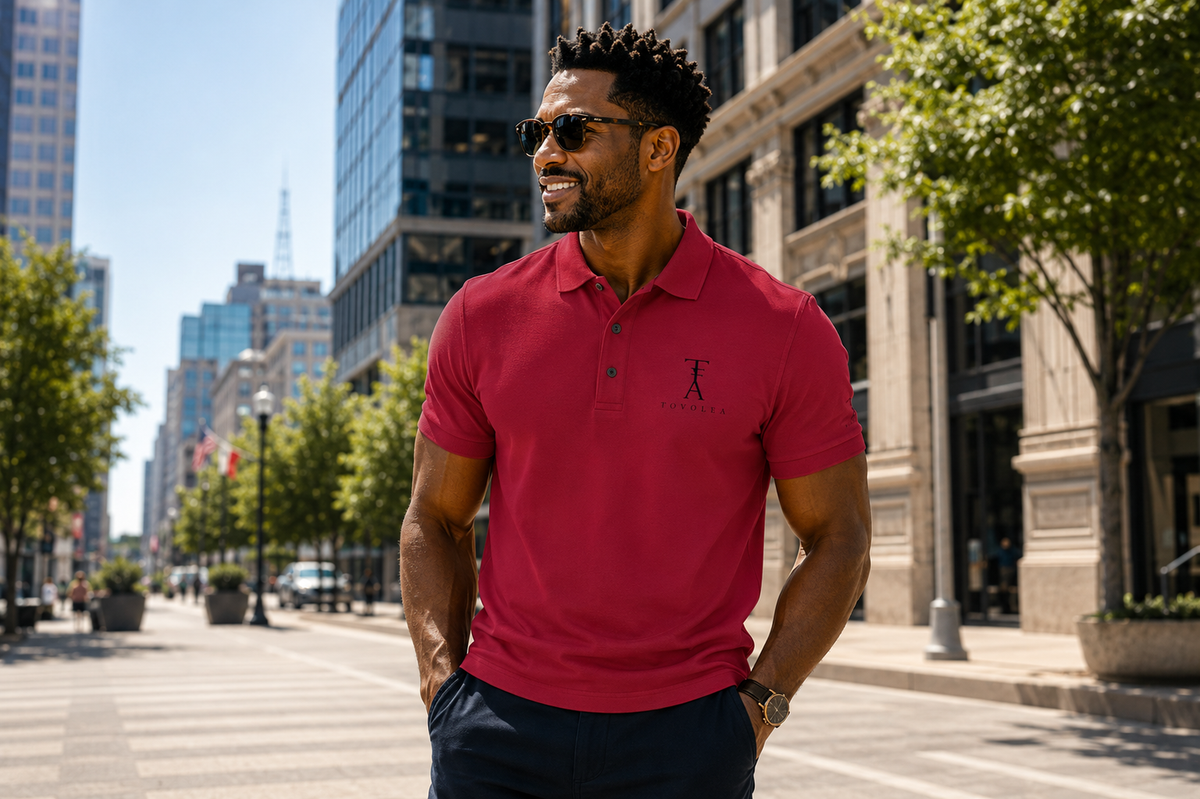 Embroidered Sand Polo Shirt - Available in Navy, Red, White & Black