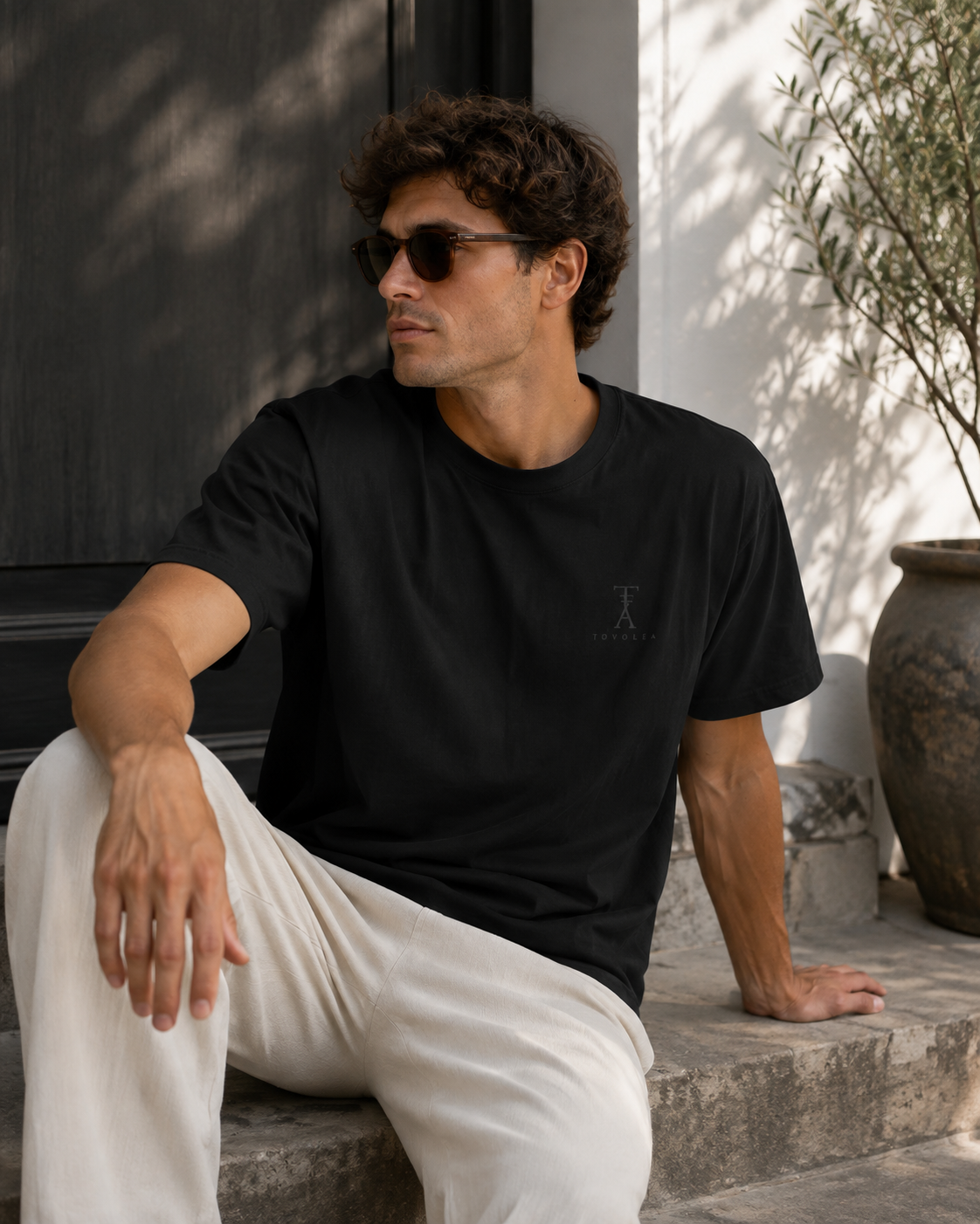Cotton Navy T‑Shirt - Available in Black, Navy & White