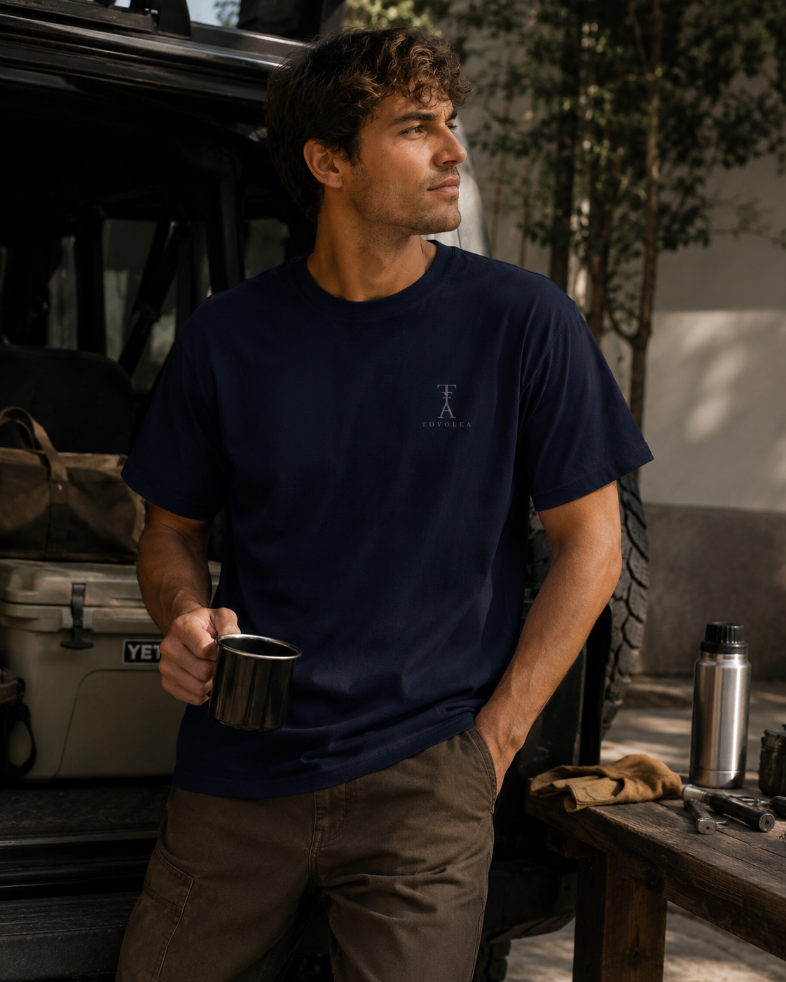 Cotton Navy T‑Shirt - Available in Black, Navy & White