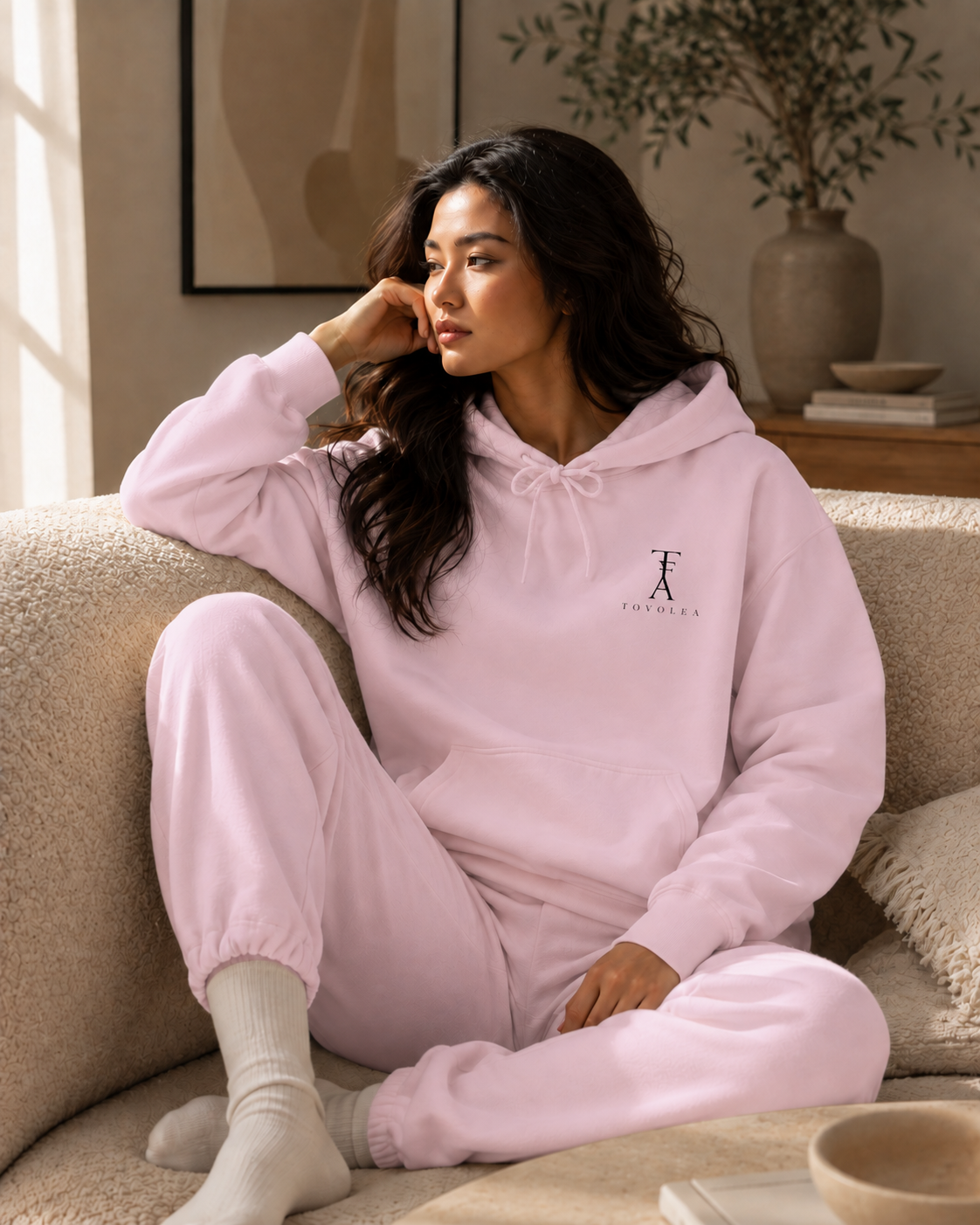 Sand Embroidered Hoodie — Soft Tones, Sharp Detail