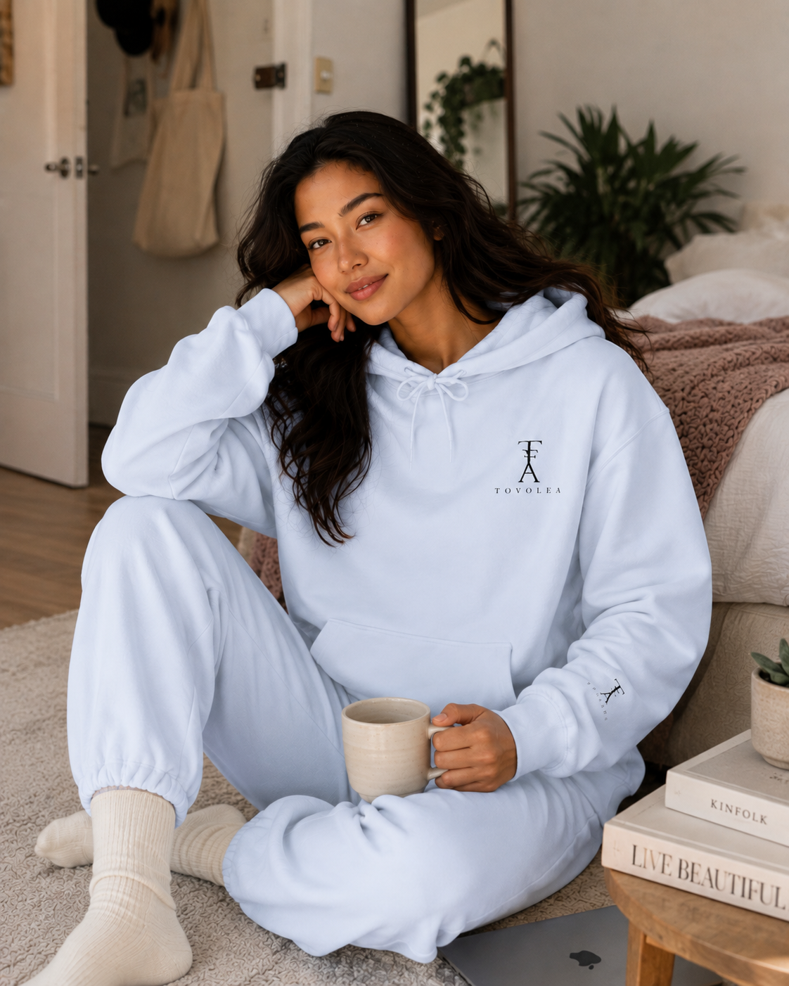 Sand Embroidered Hoodie — Soft Tones, Sharp Detail