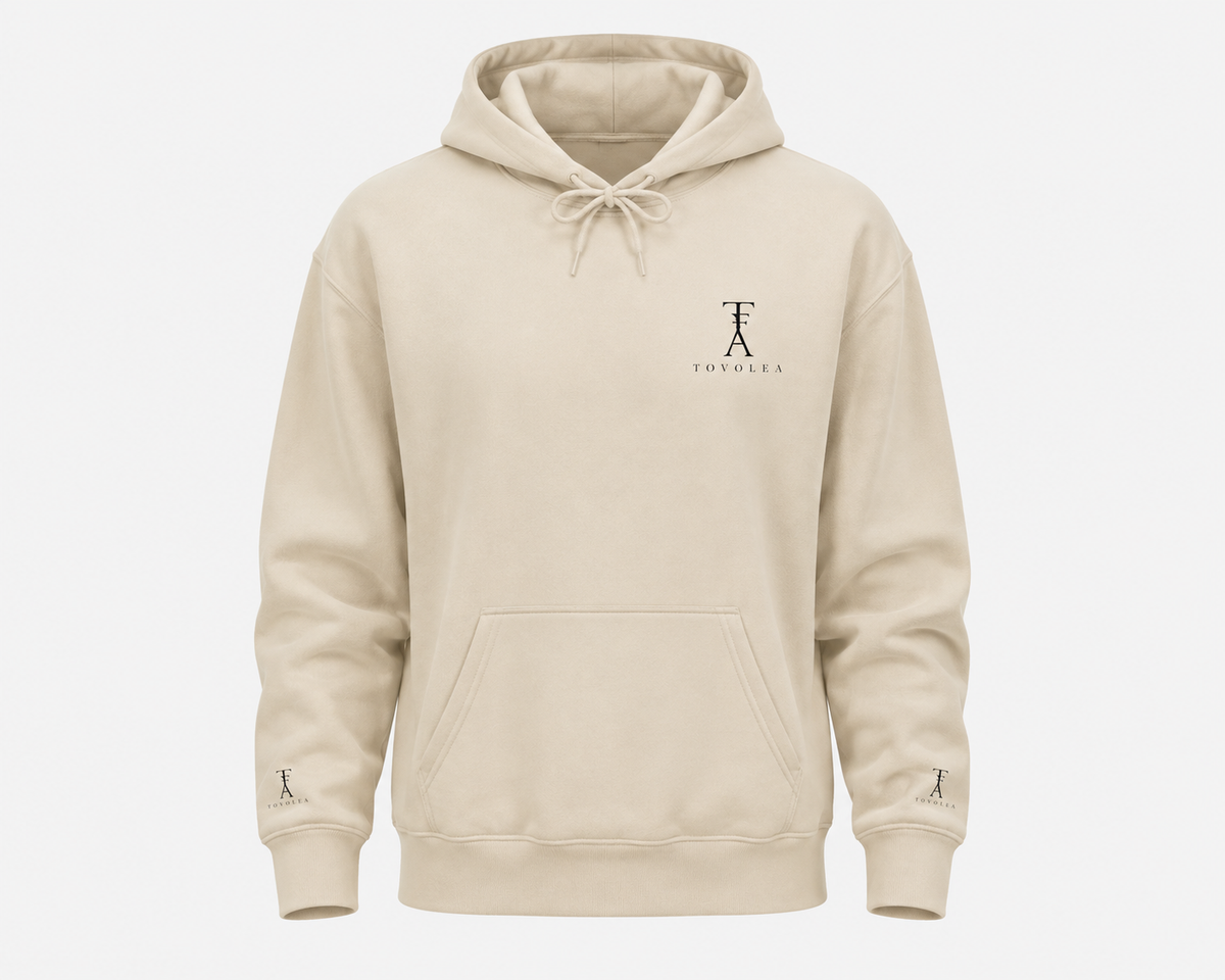 Sand Embroidered Hoodie — Soft Tones, Sharp Detail