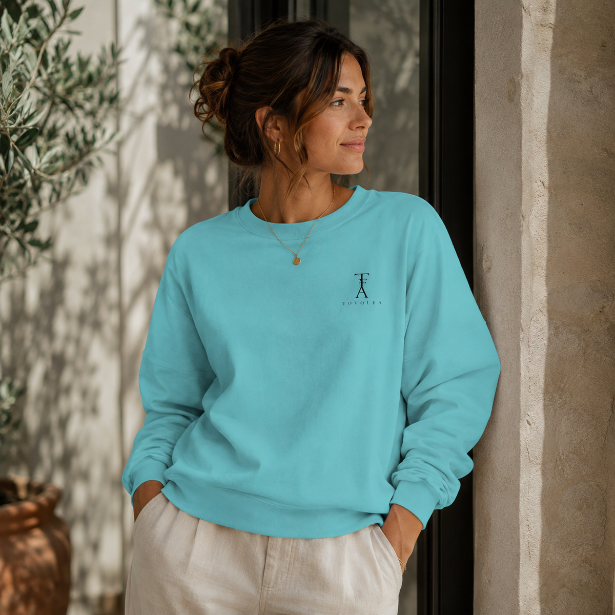 Blue Jean Embroidered Crewneck Sweatshirt - Available in Purple, Mint, Blue & Tangerine