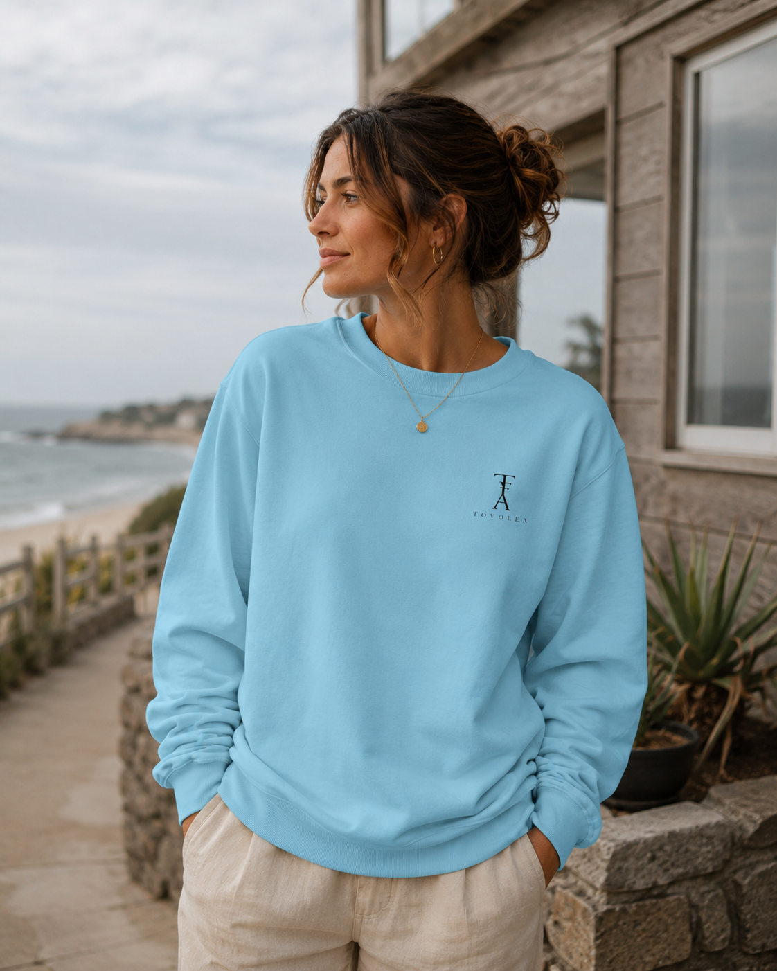 Blue Jean Embroidered Crewneck Sweatshirt - Available in Purple, Mint, Blue & Tangerine