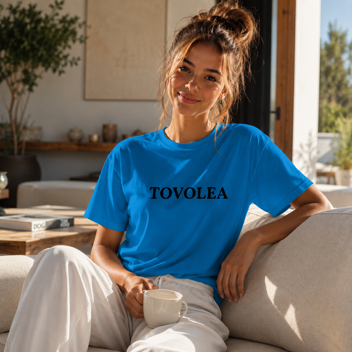 Cloud Cotton Crewneck T-Shirt - Available in Sapphire, Pink & Beige