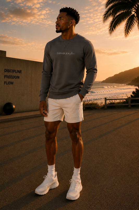 Flow Mens Lightweight Performance Grey Crewneck Sweatshirt