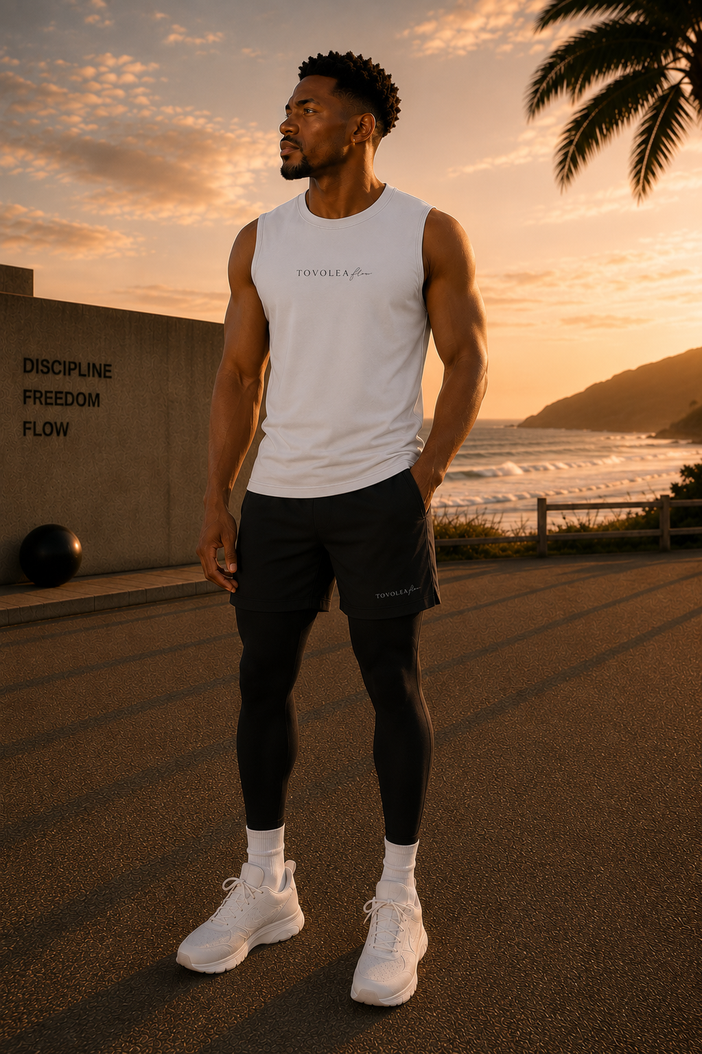 Flow Mens Black / White Sleeveless Performance Tee