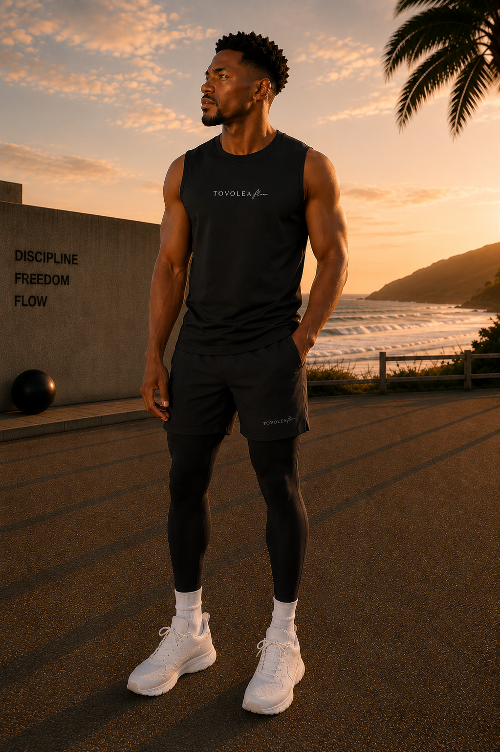 Flow Mens Black / White Sleeveless Performance Tee