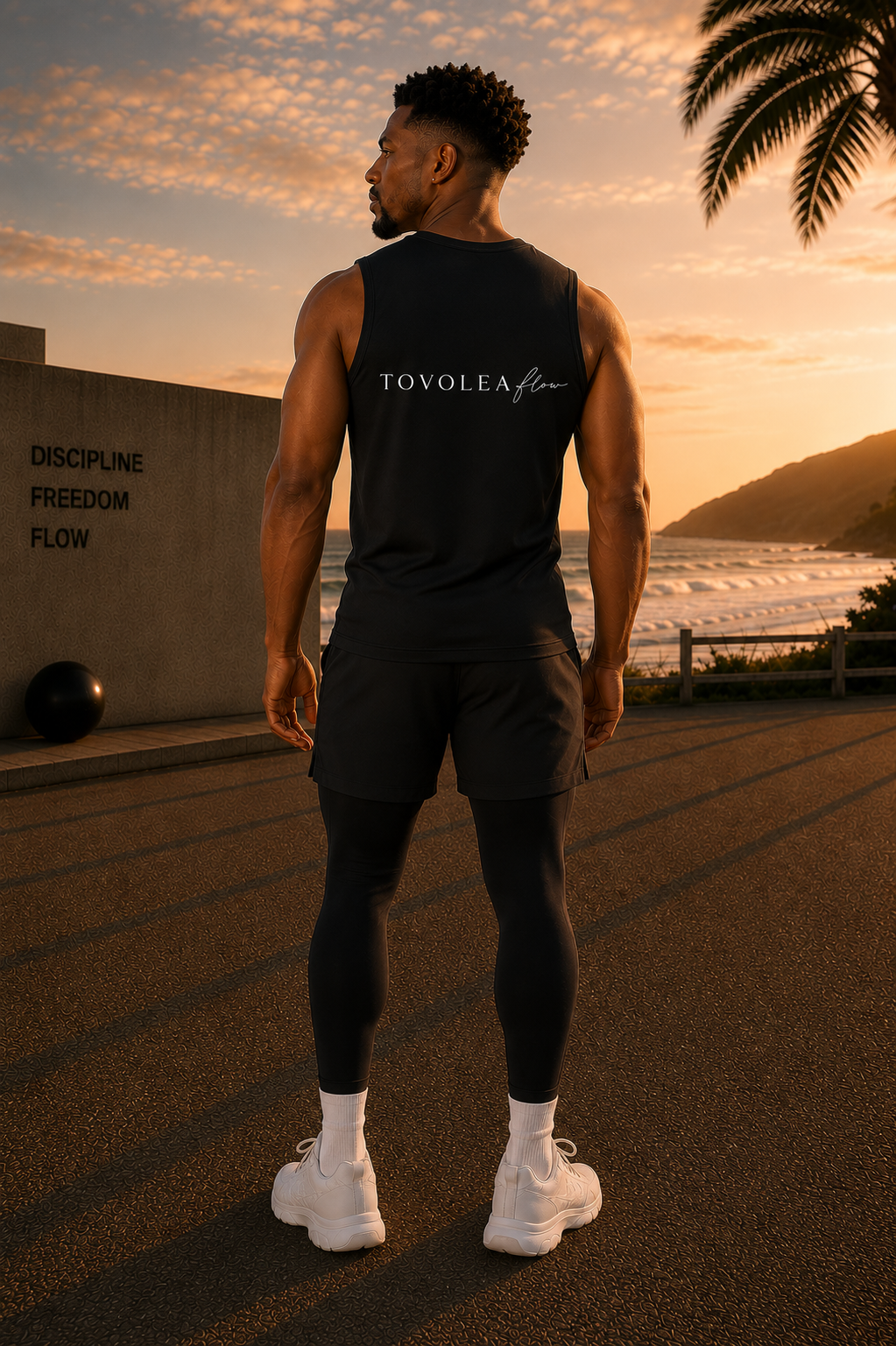 Flow Mens Black / White Sleeveless Performance Tee