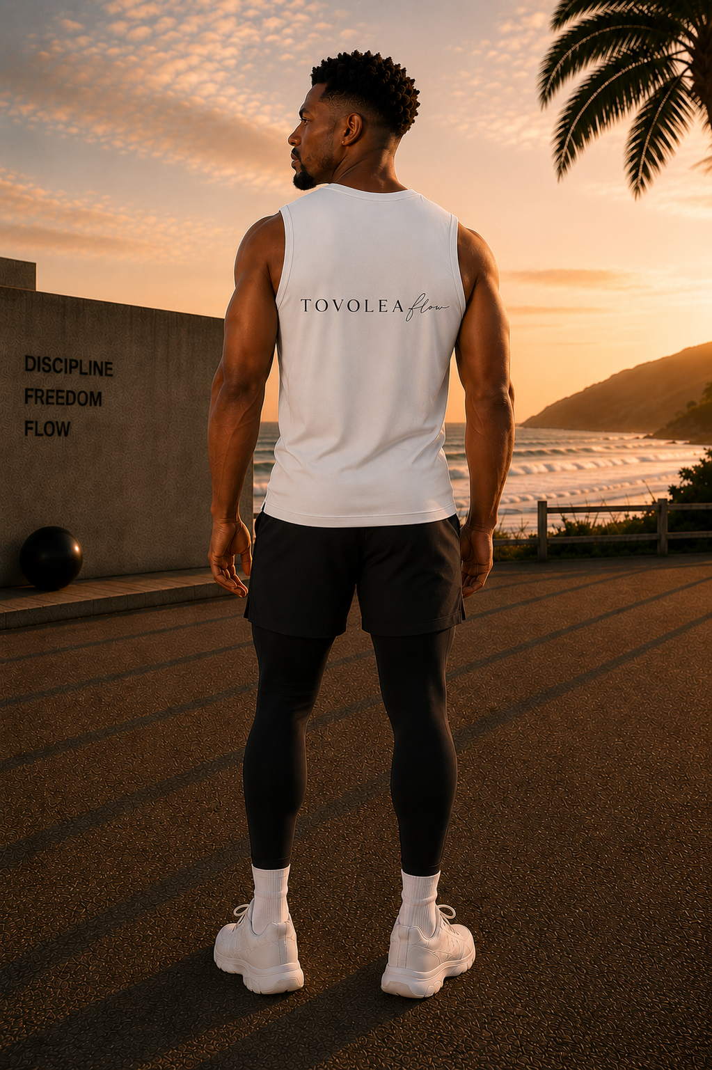 Flow Mens Black / White Sleeveless Performance Tee