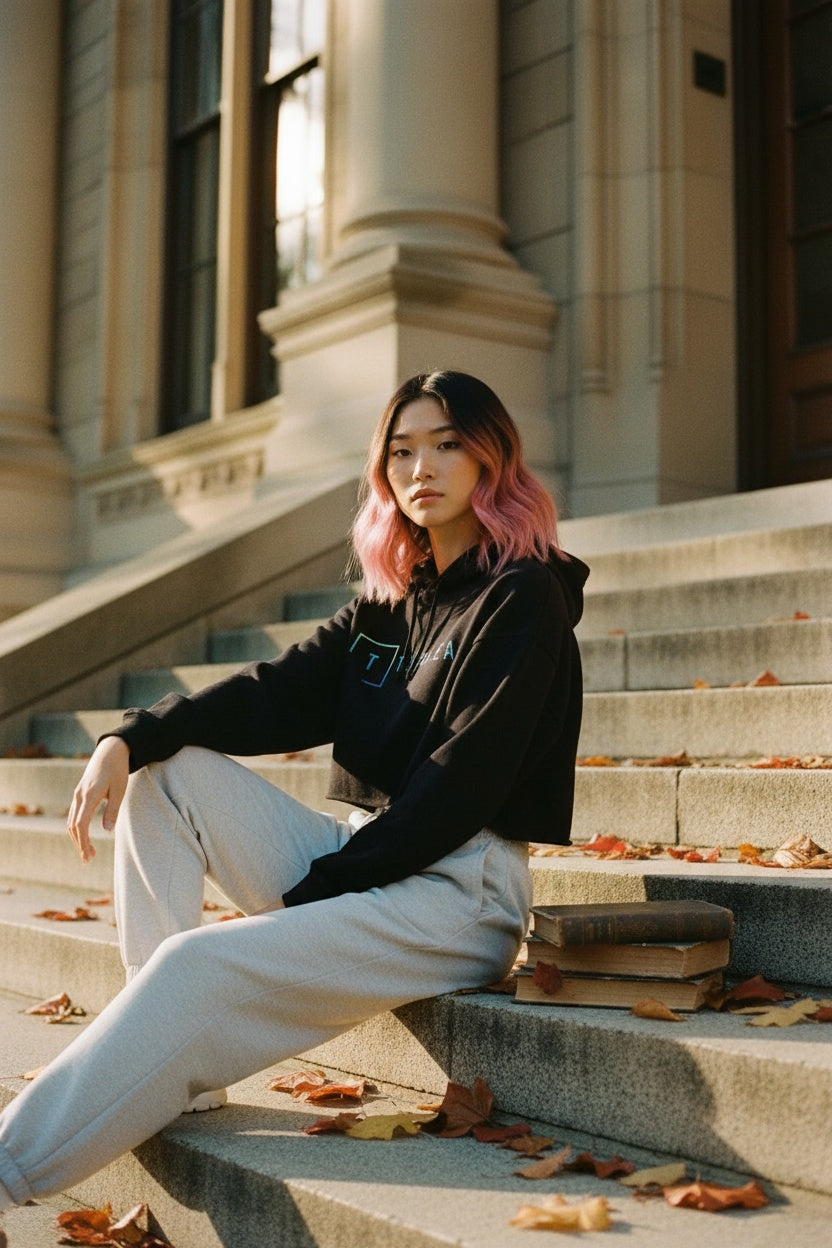 Black Cropped Hoodie