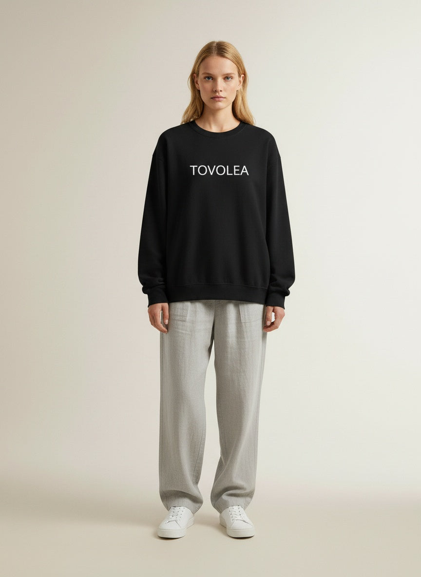 Full body view of the model wearing Midnight Crewneck Sweatshirt