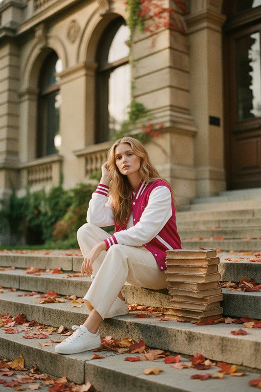 Blush Letterman Jacket